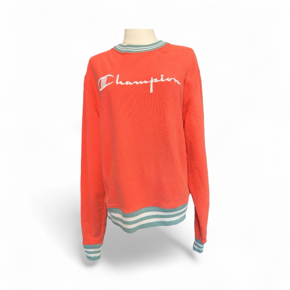 🧡🤍 EUC Reverse Weave Orange Crewneck Sweatshirt | Sz S